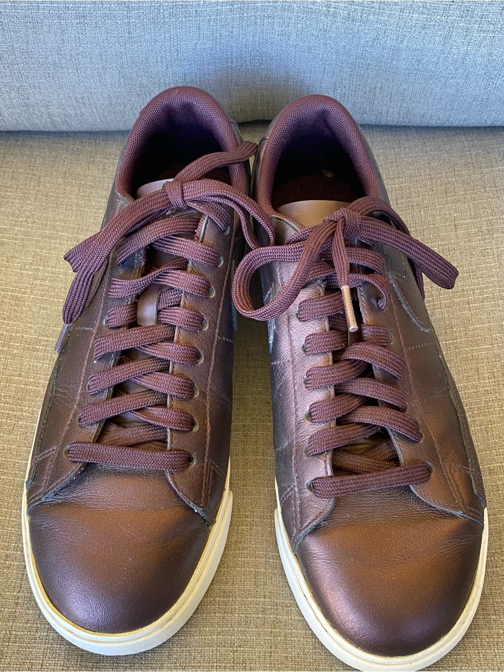 Nike Low-Top Leather Sneakers in Dark Burgundy/Plum